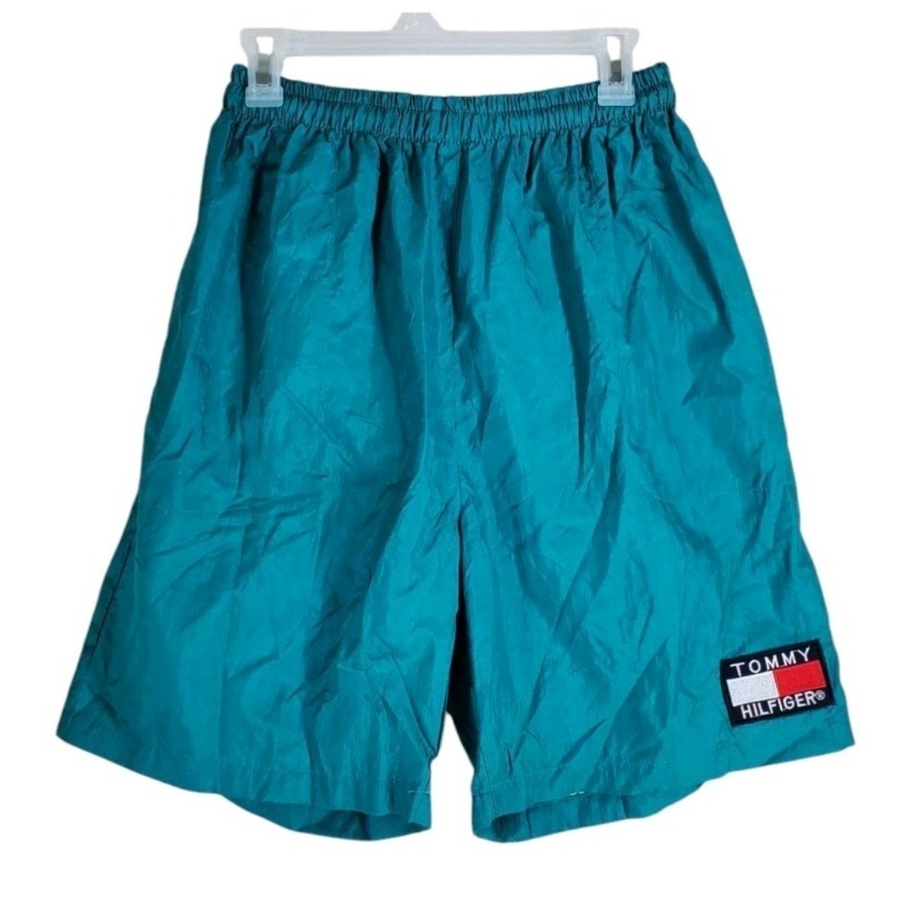 Vtg Y2K Tommy Hilfiger Shorts Trunks Big Freedom Flag Mens 27-31 x8 Drawstring